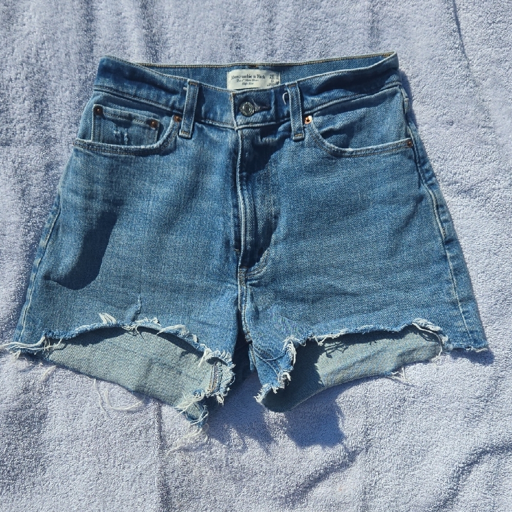 Abercrombie & Fitch Distressed Blue Denim Jean Shorts